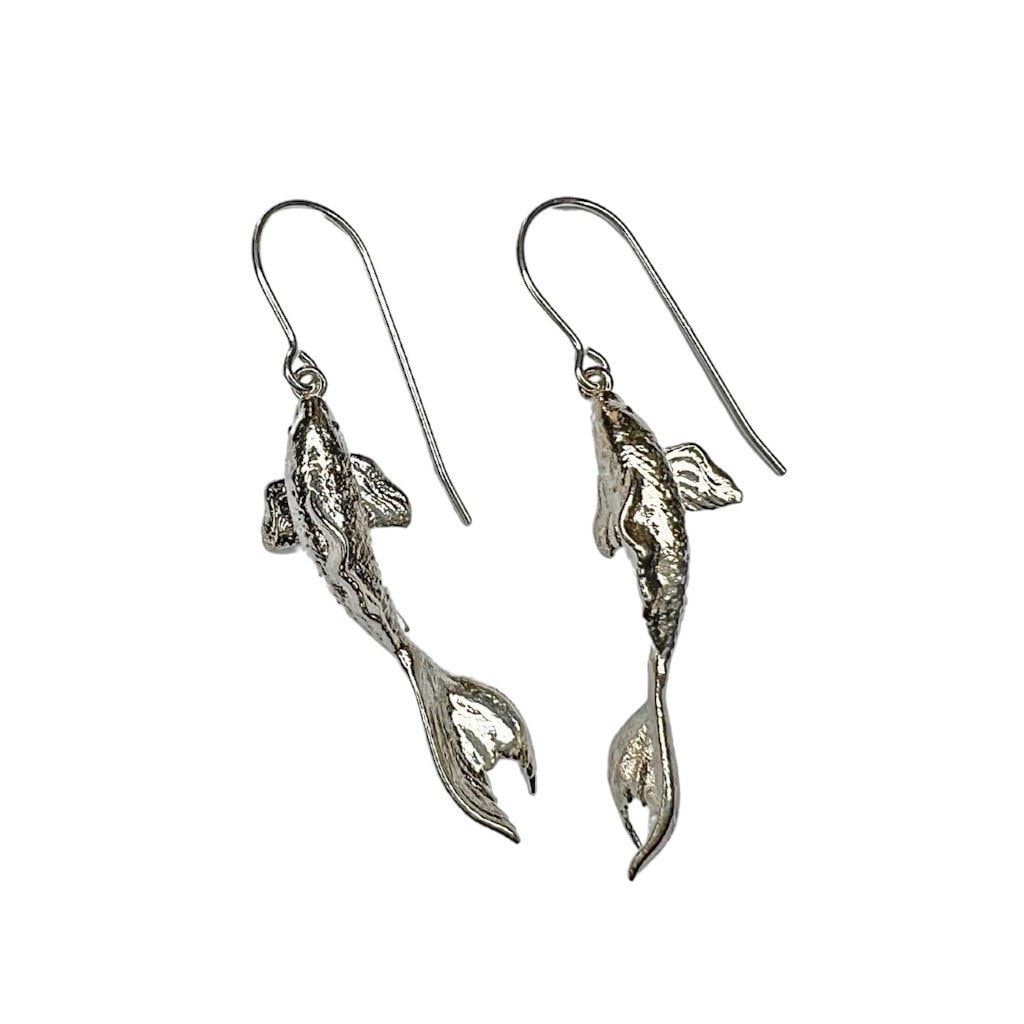 Koi Fish Earrings  •  Solid Silver or 18k Gold Plate  • 3D Printed Earrings  • Nature Earrings   •  AMELIARAYJEWELRYSHOP