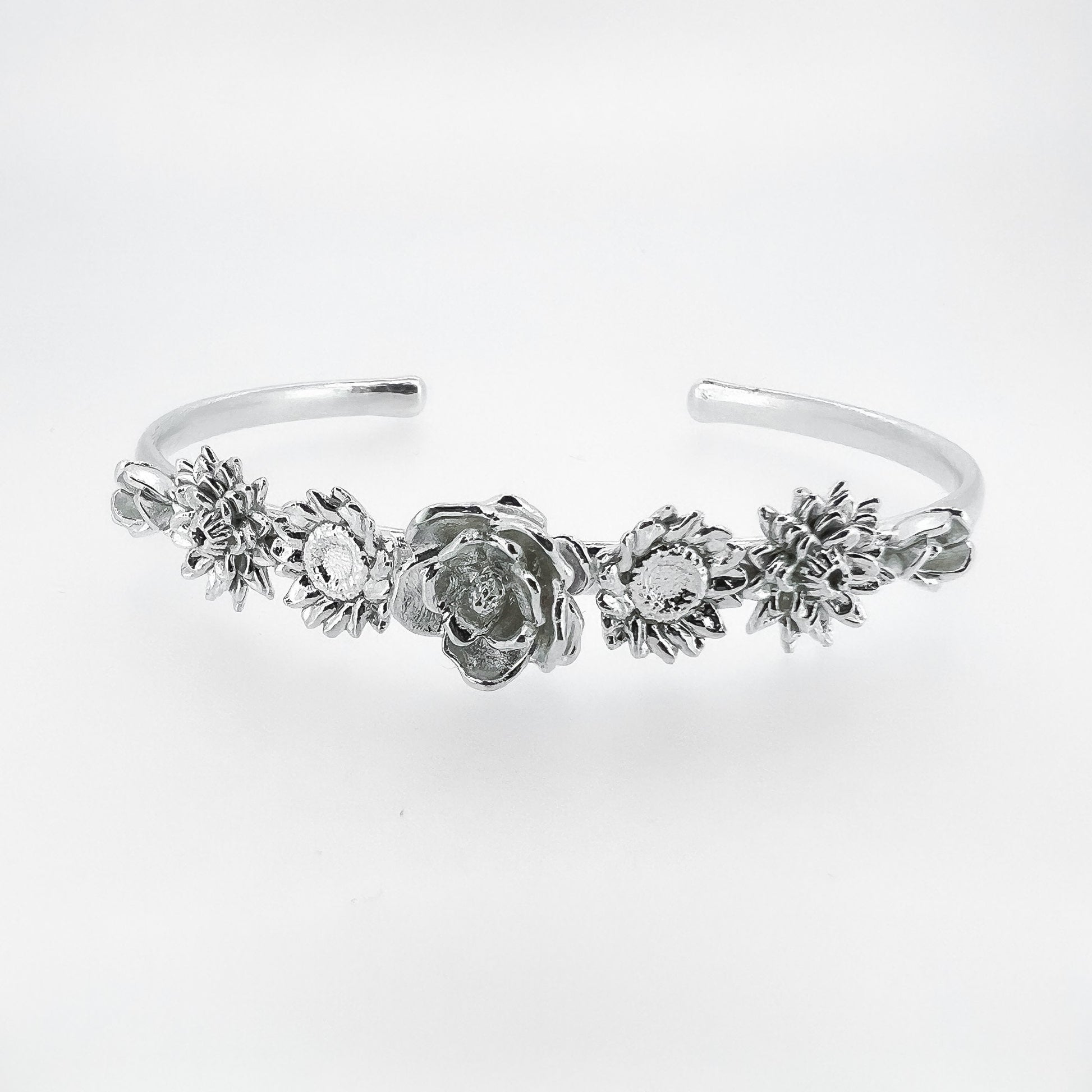 Magnolia Floral Cuff in Sterling Silver, Mother's Day Gift