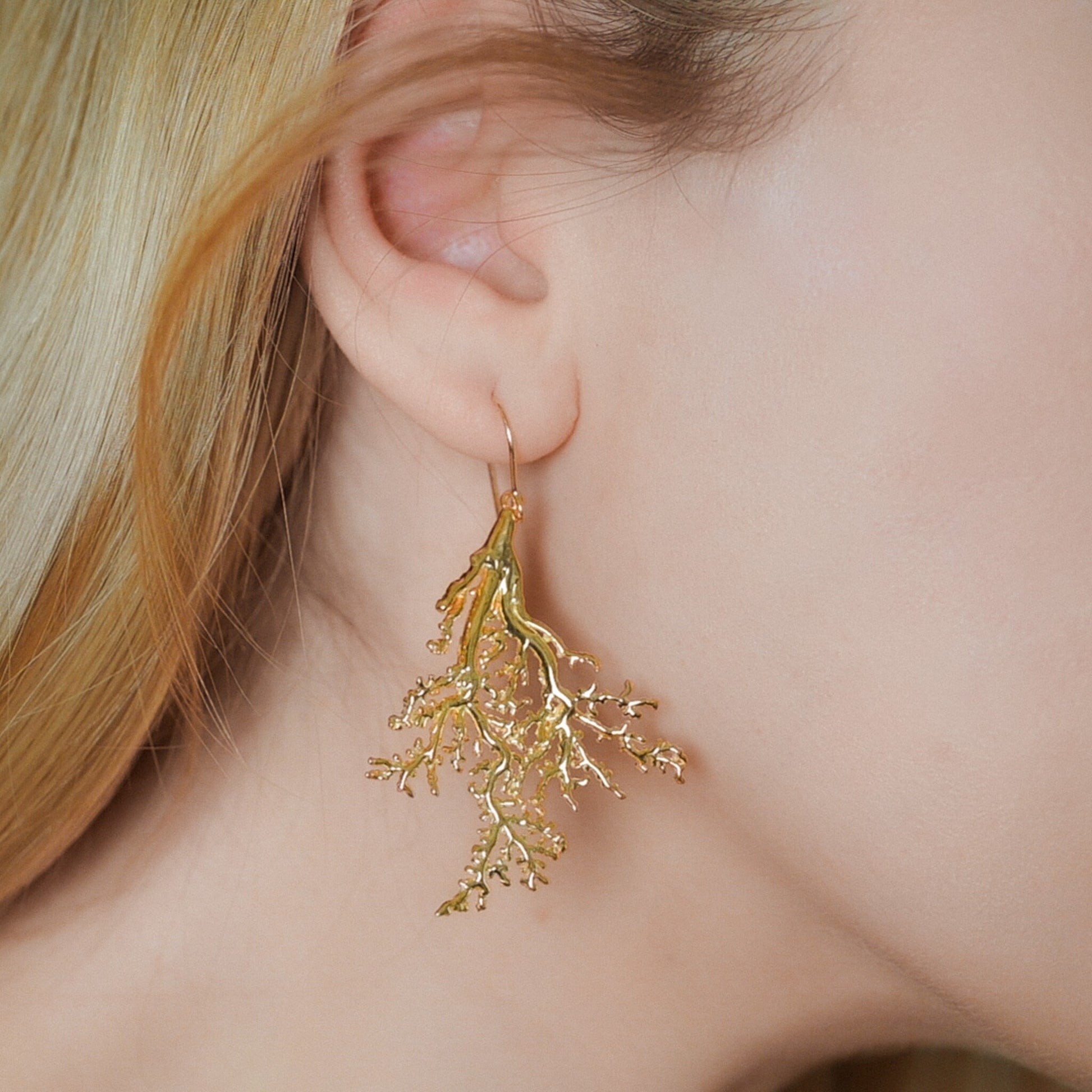 Gold Coral Earring