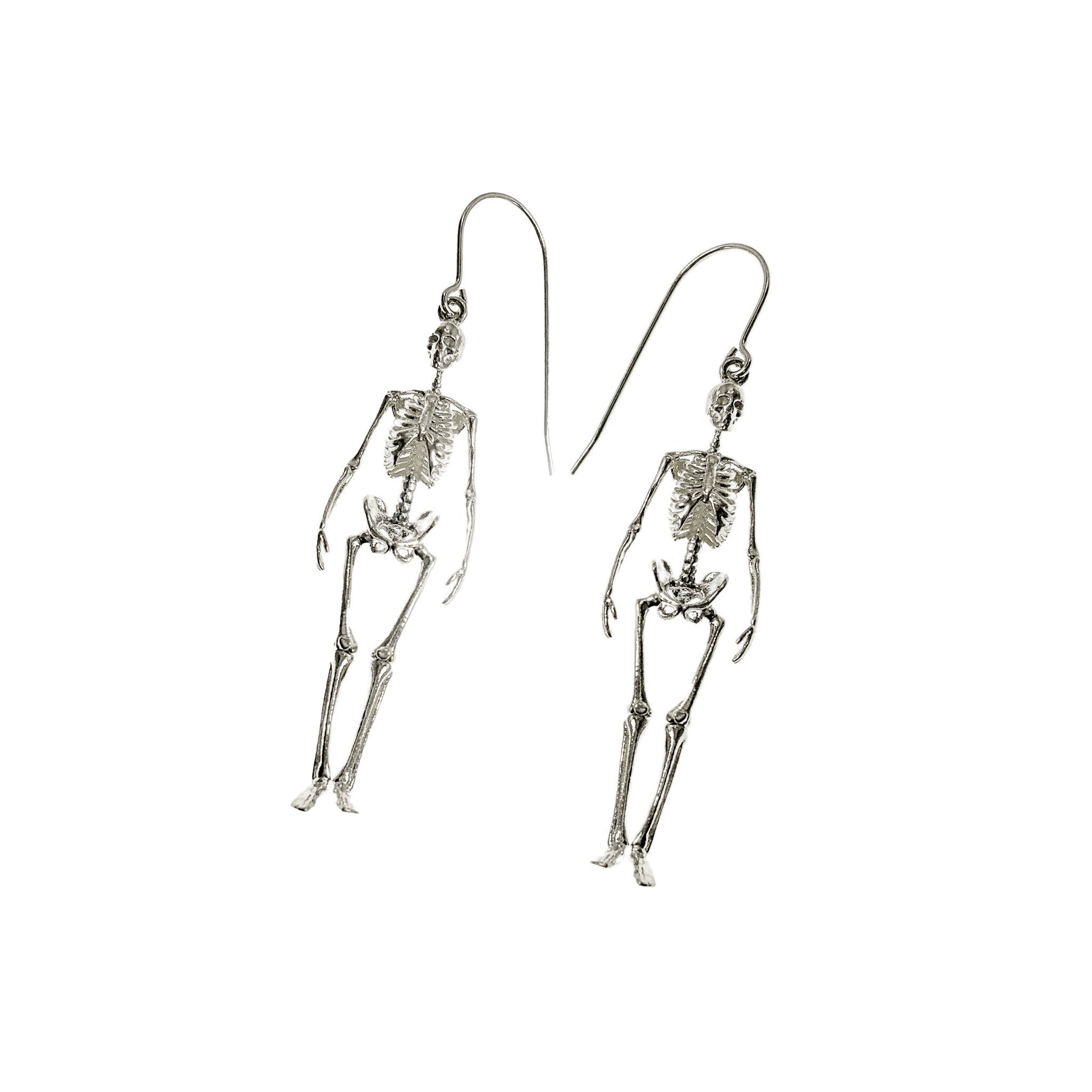 Halloween Skeleton Earrings in Sterling Silver, Vermeil, Solid Gold, and Gold Plate, Day of the Dead Earrings