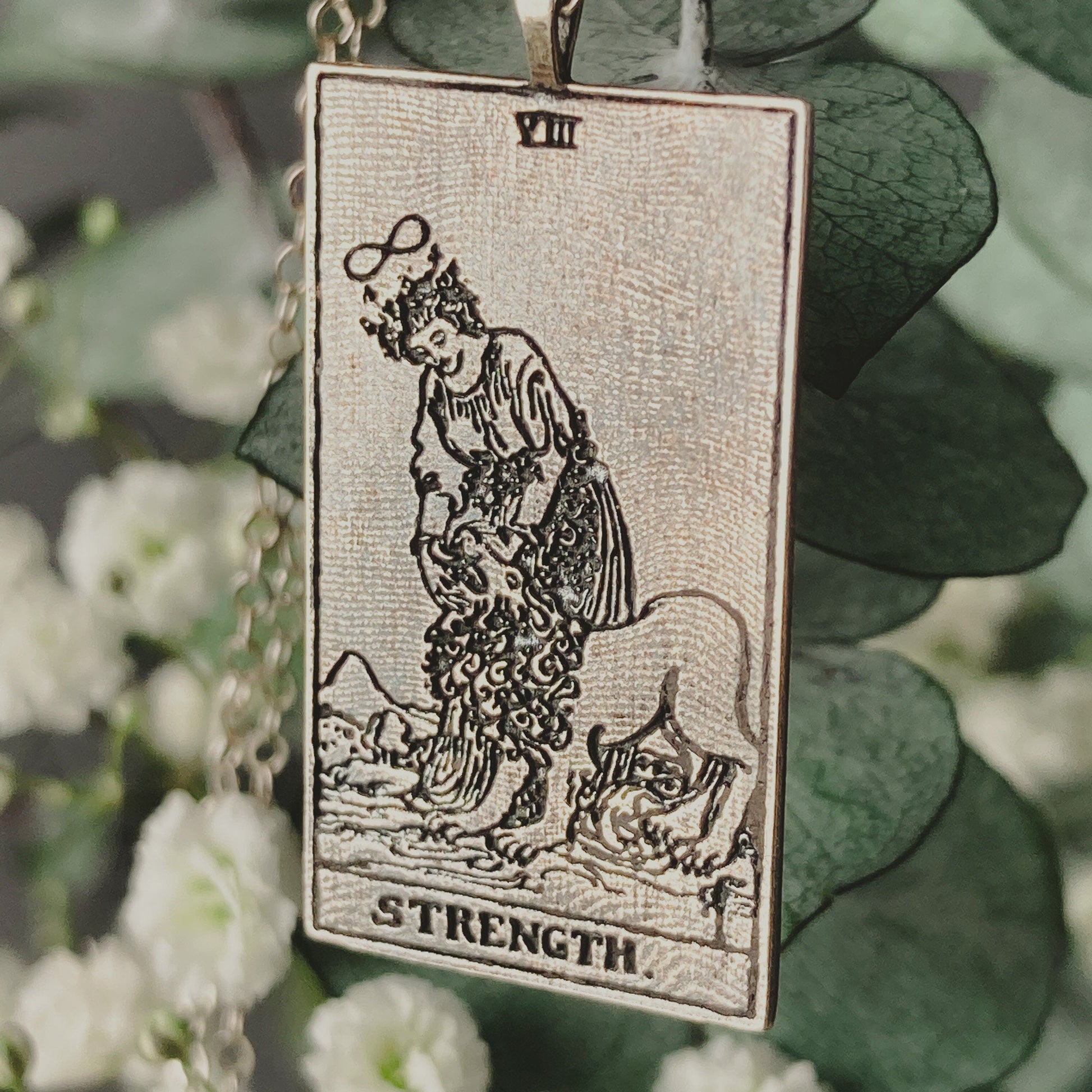 Tarot Card Strength Pendant in Sterling Silver