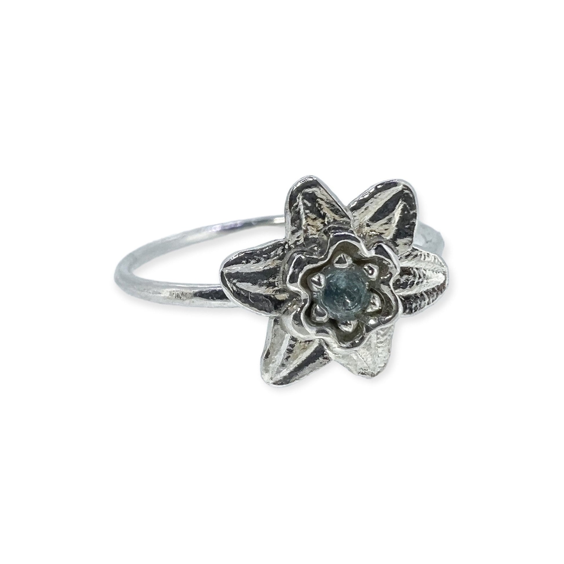 Daffodil Ring • March Birth Flower Ring • Aquamarine • 14k Solid Gold or Solid Silver • Hypoallergenic • Genuine Gemstones