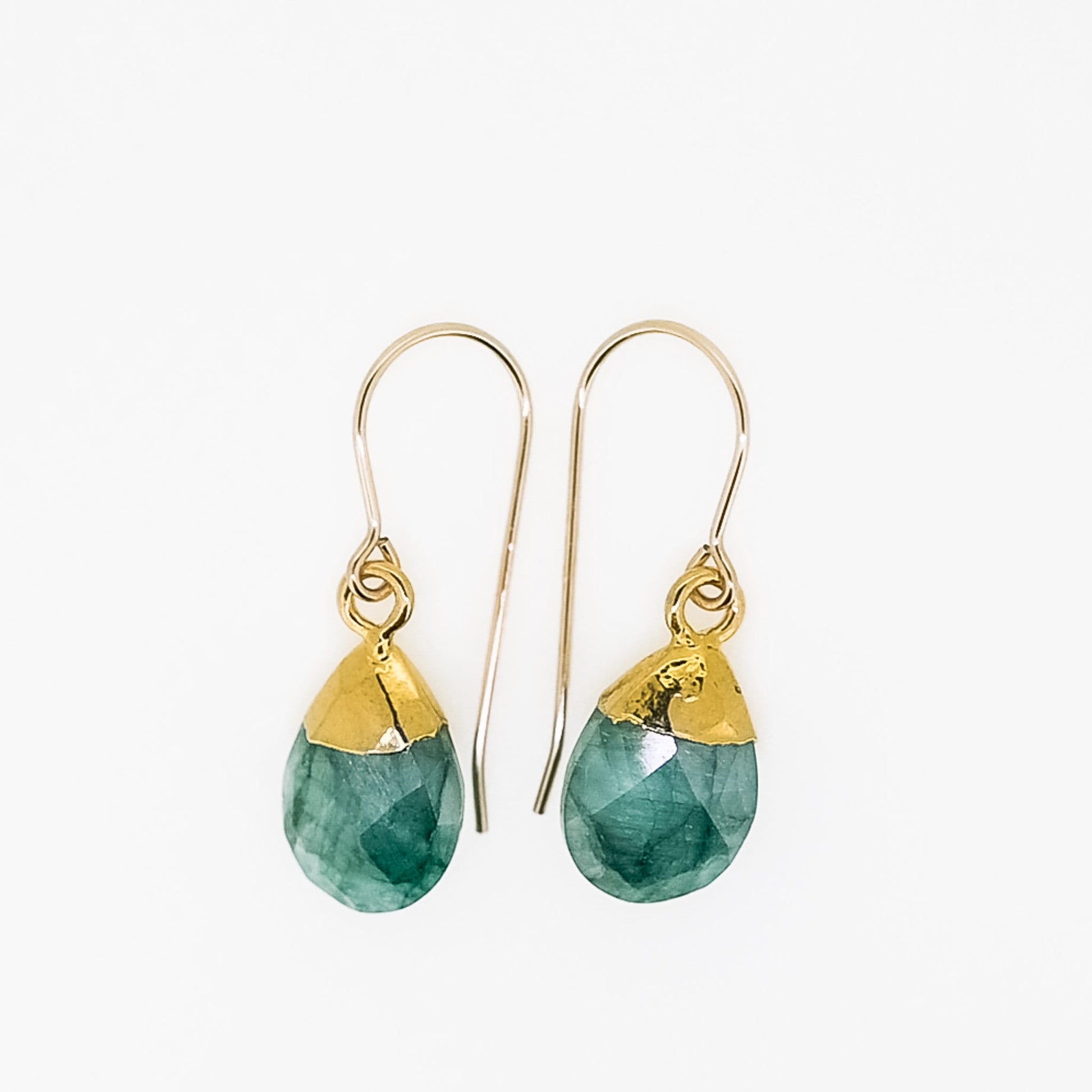 Emerald Tear Drop Earrings in Silver or Gold
