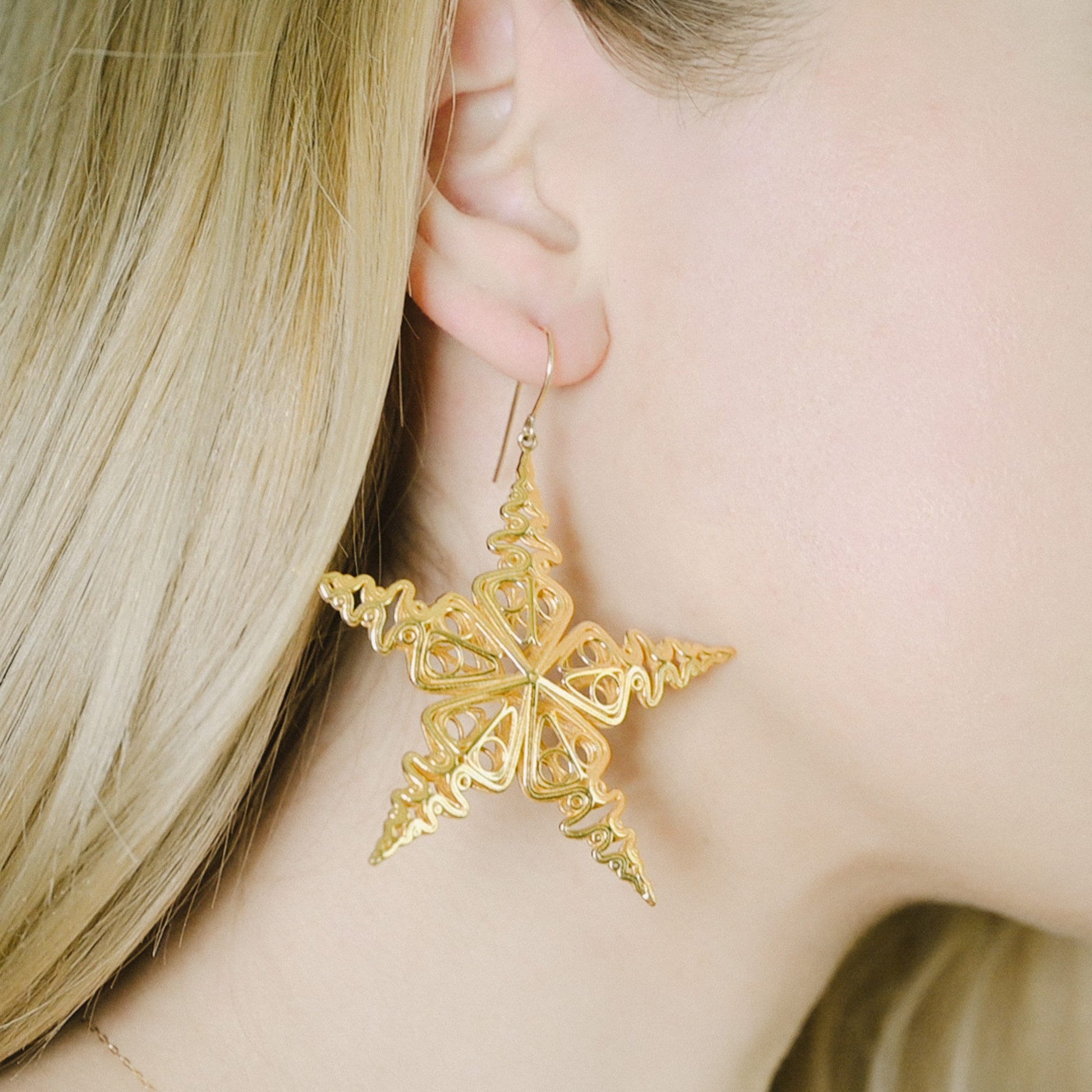 Celestial Star Earrings in Solid Silver, 14K Gold Plate, or Solid Gold
