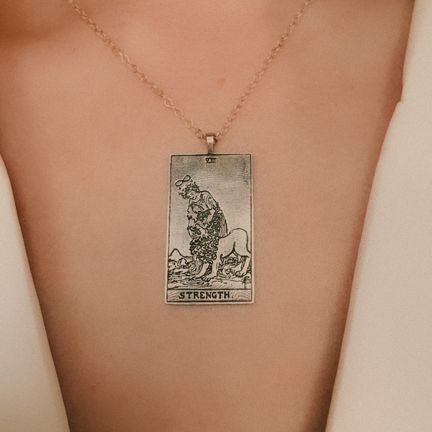 Tarot Card Strength Pendant in Sterling Silver