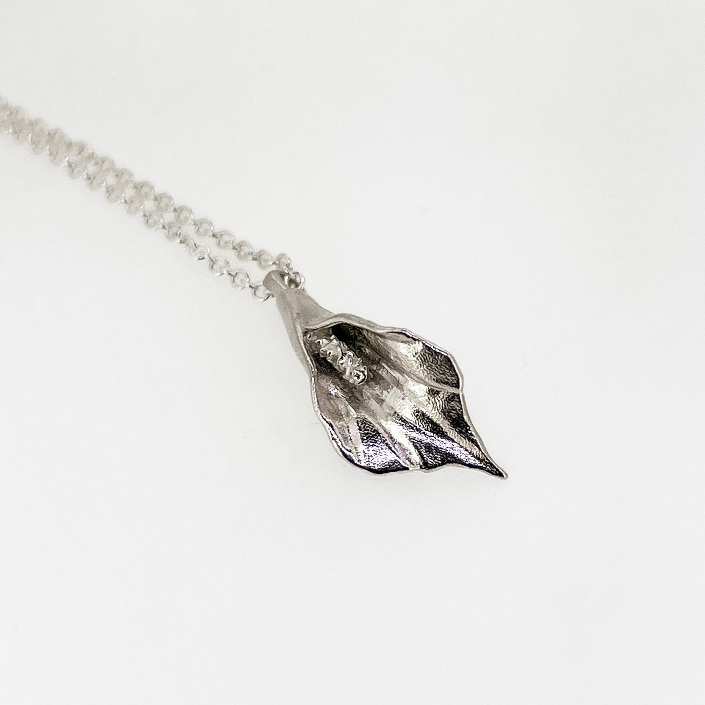 Calla Lily Pendant Necklace in Solid Sterling Silver