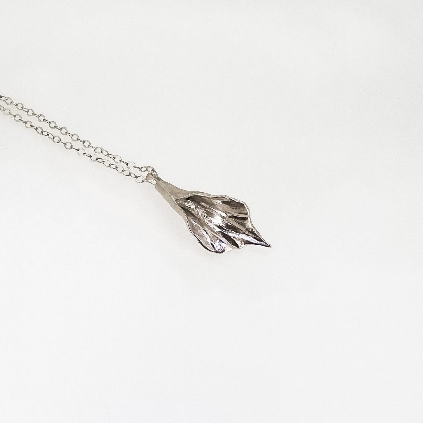 Calla Lily Pendant Necklace in Solid Sterling Silver