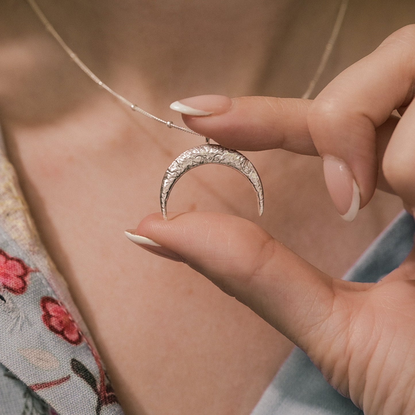 Ring Holder Moon Necklace