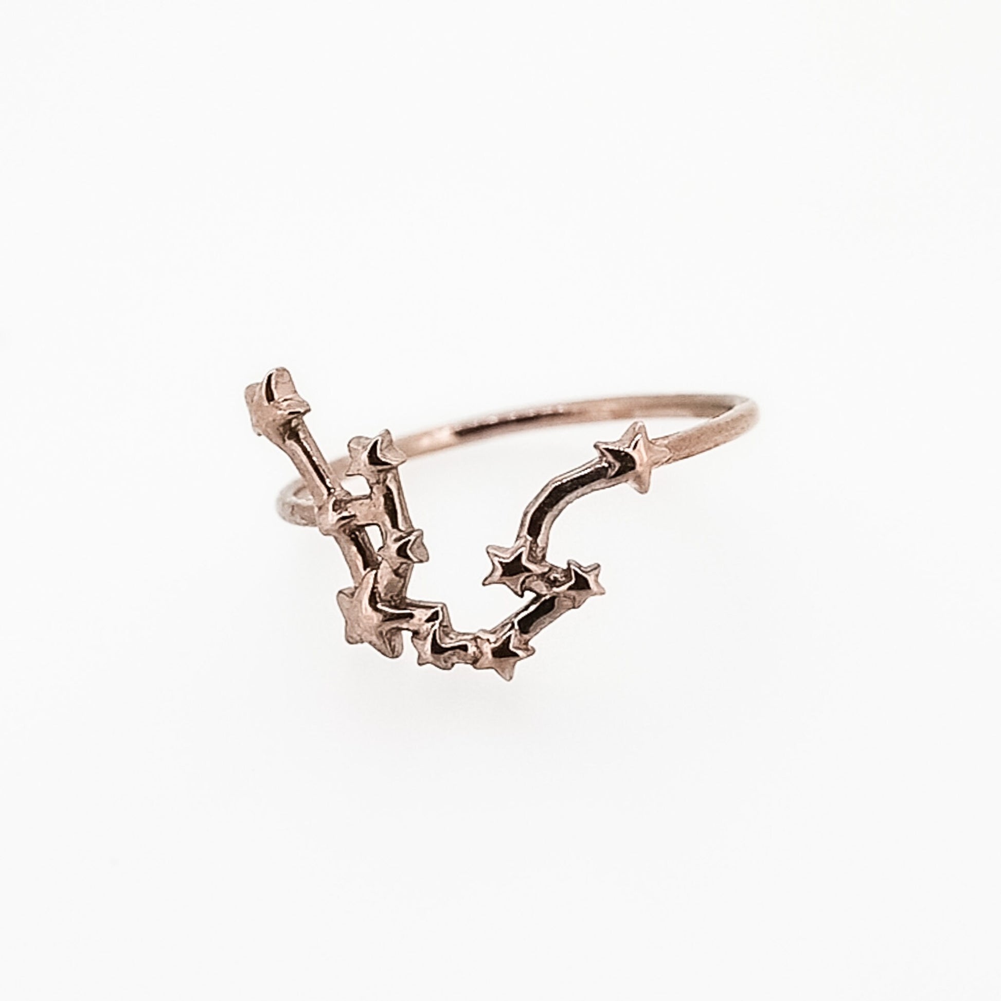 Solid Gold Aquarius, Star Sign Dainty Celestial Zodiac Ring in 4K Yellow Gold, 14k White Gold, 14K Rose Gold