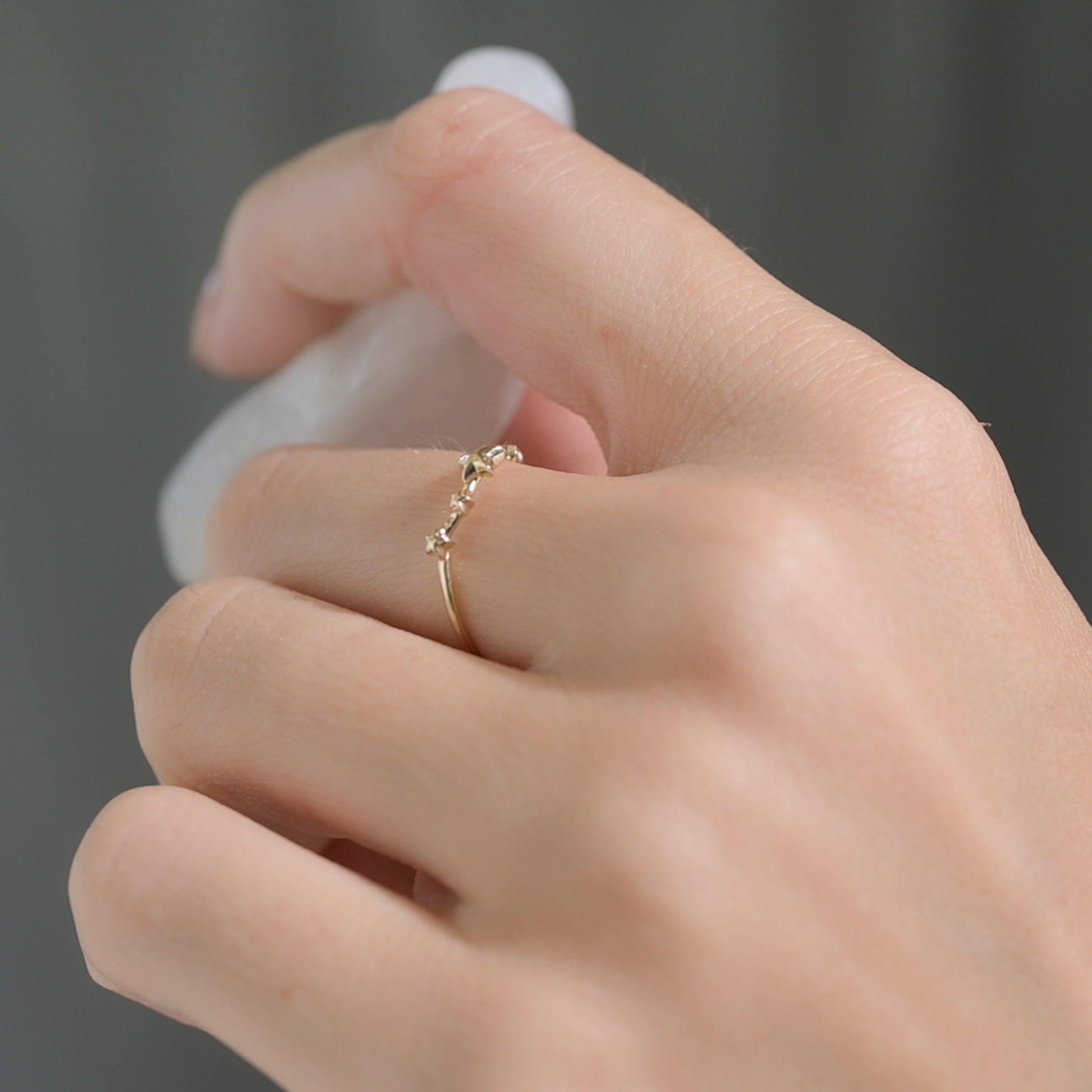 Solid Gold Aries, Star Sign Dainty Celestial Zodiac Ring in 14K Yellow Gold, 14k White Gold, 14K Rose Gold