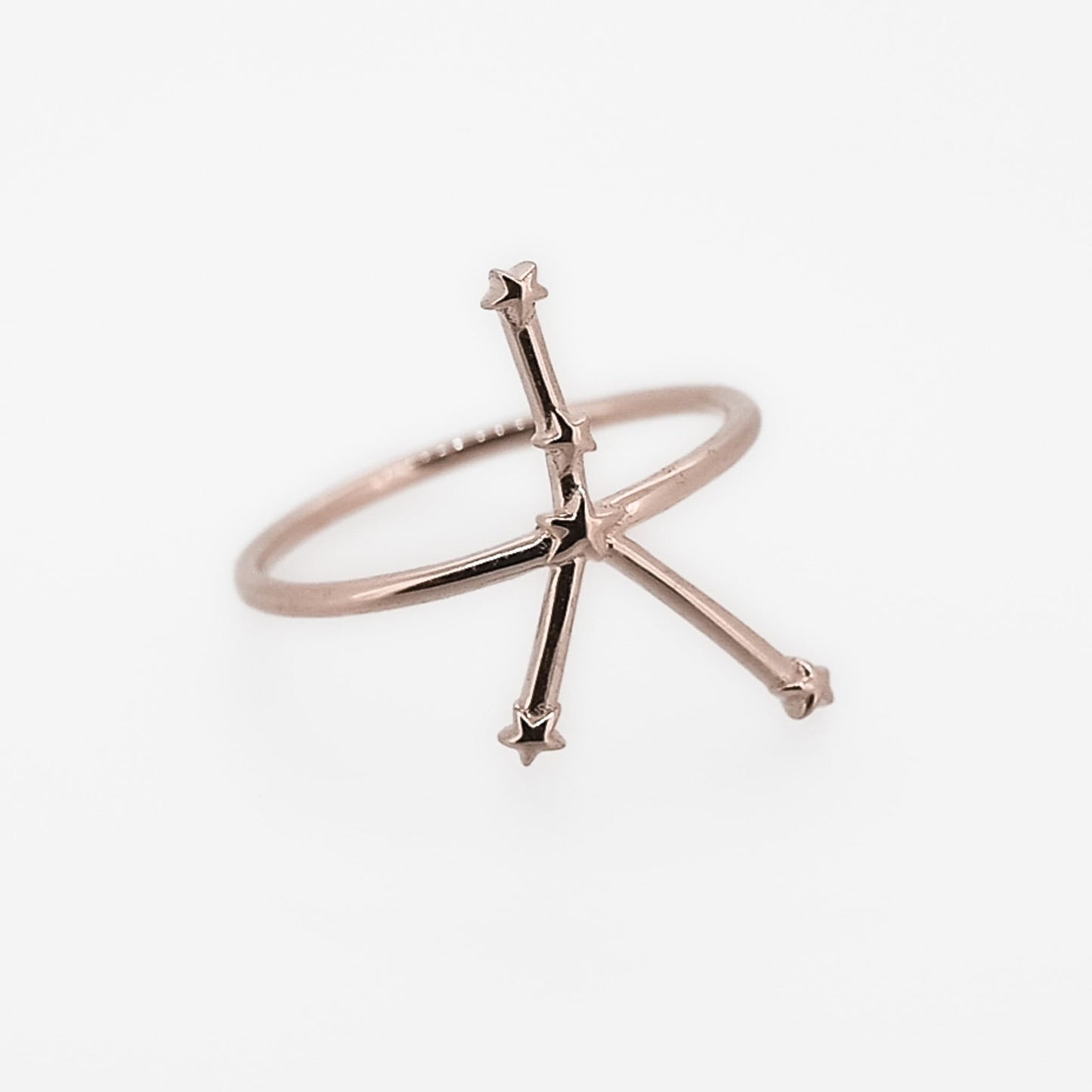 Solid Gold Cancer, Star Sign Dainty Celestial Zodiac Ring in solid 14K Yellow Gold, 14k White Gold, 14K Rose Gold