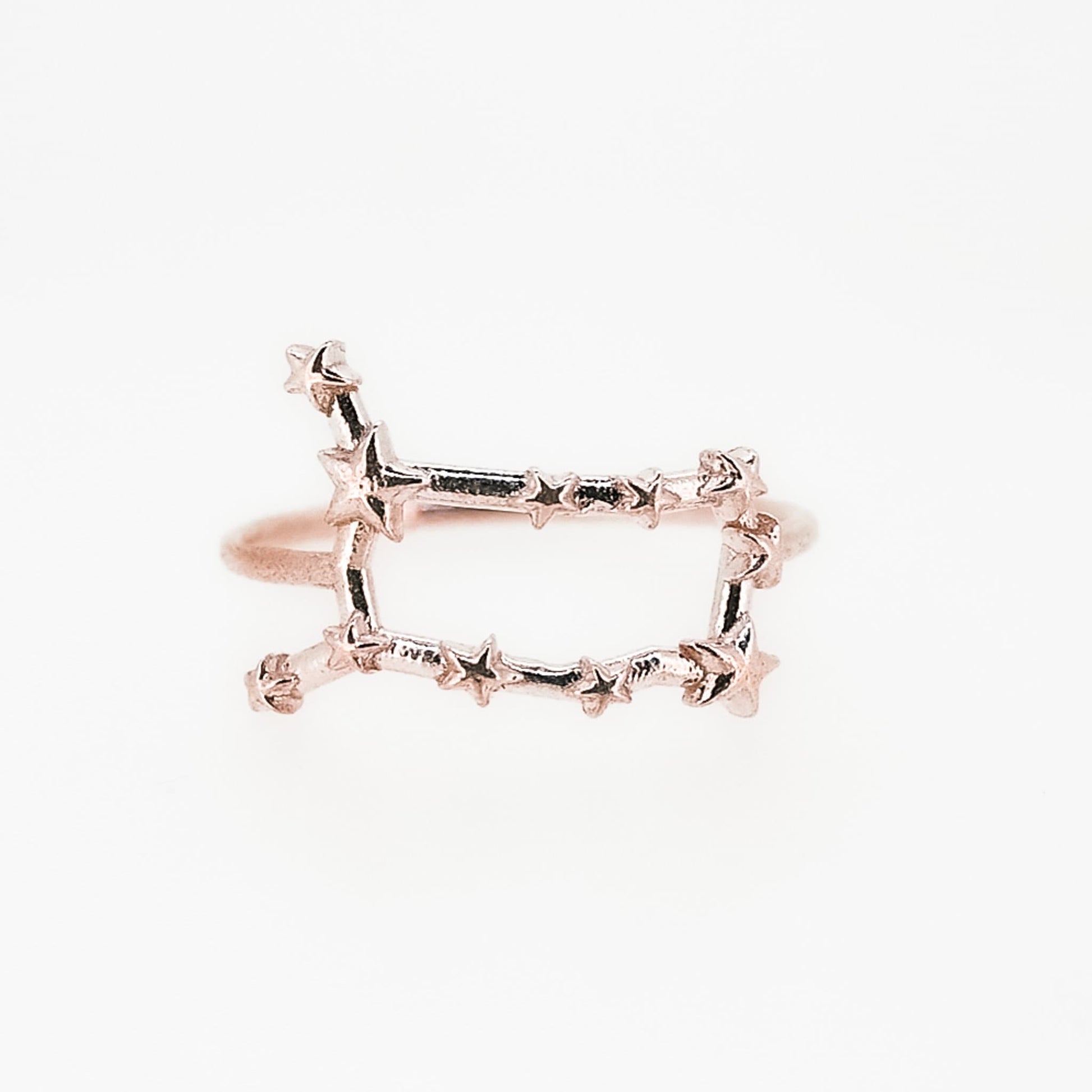Solid Gold Gemini, Star Sign Dainty Celestial Zodiac Ring in solid 14K Yellow Gold, 14k White Gold, 14K Rose Gold