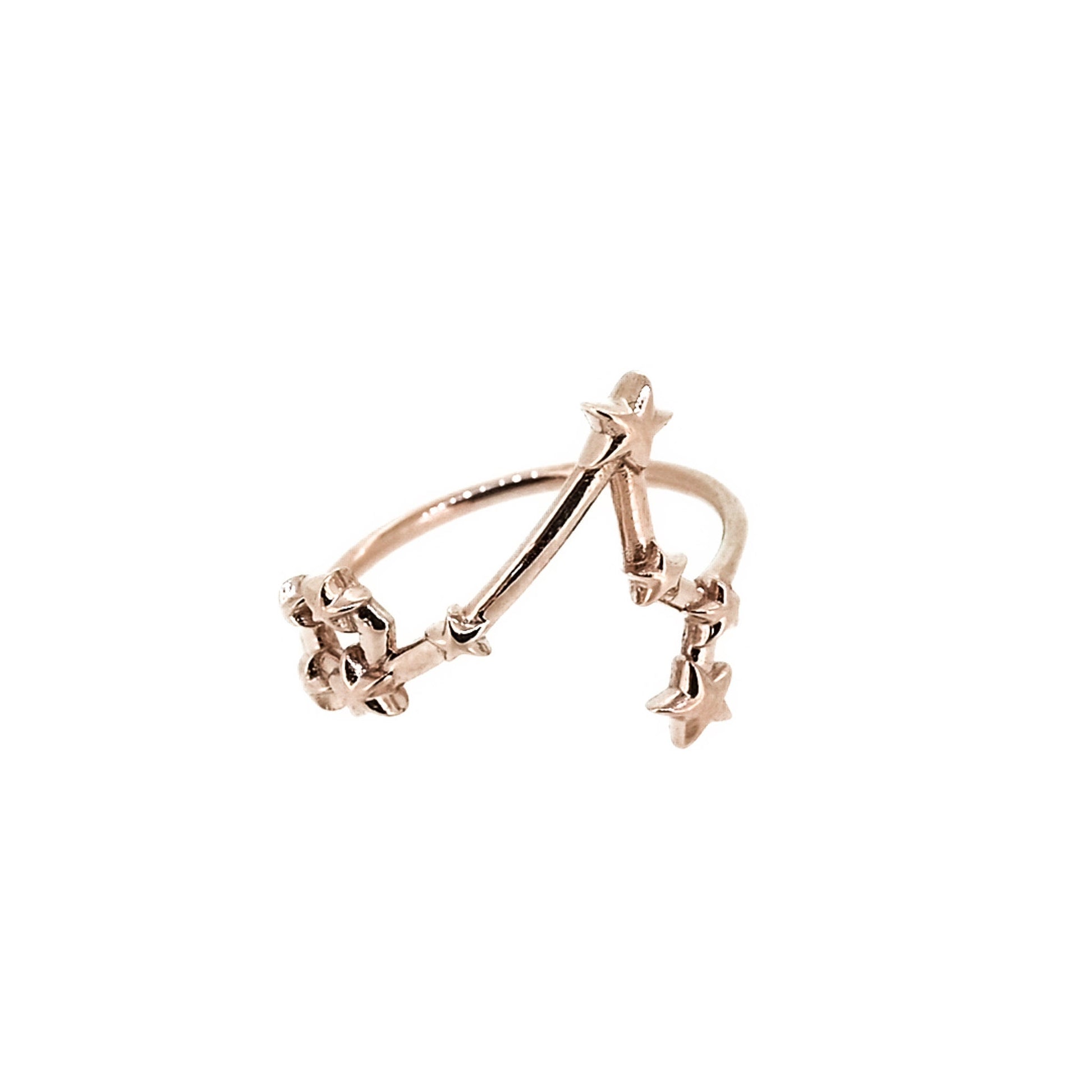 Solid Gold Pisces, Star Sign Dainty Celestial Zodiac Ring in solid 14K Yellow Gold, 14k White Gold, 14K Rose Gold
