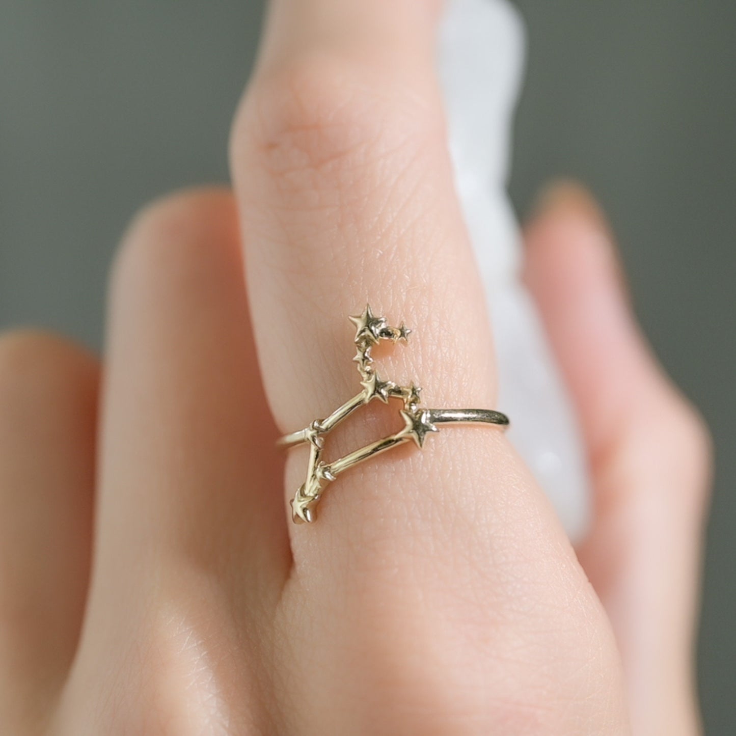 Solid Gold Star Sign Dainty Celestial Zodiac Ring in solid 14K Yellow Gold, 14k White Gold, 14K Rose Gold