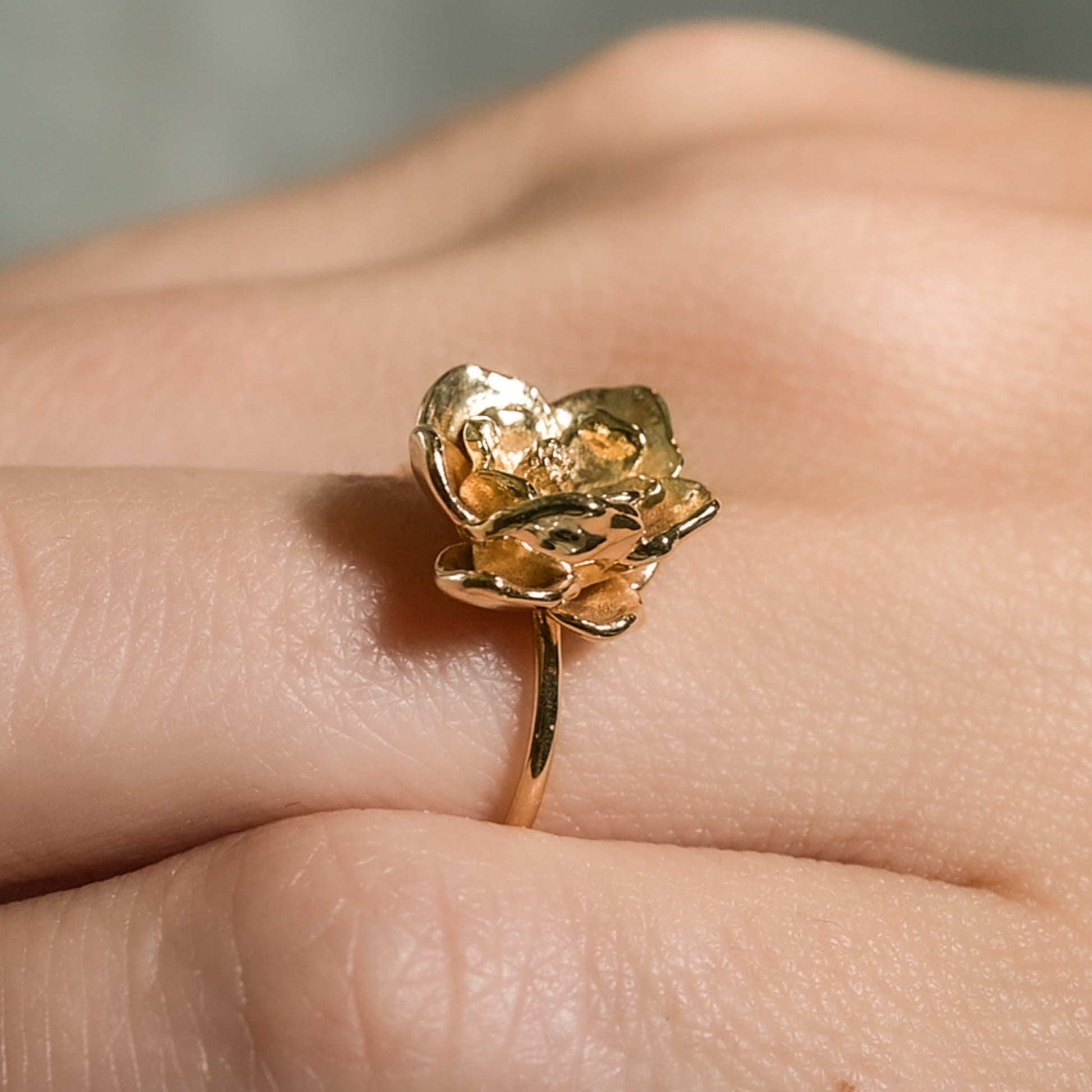 Dainty Magnolia Ring in Solid 14K Yellow Gold, 14k White Gold, 14K Rose Gold