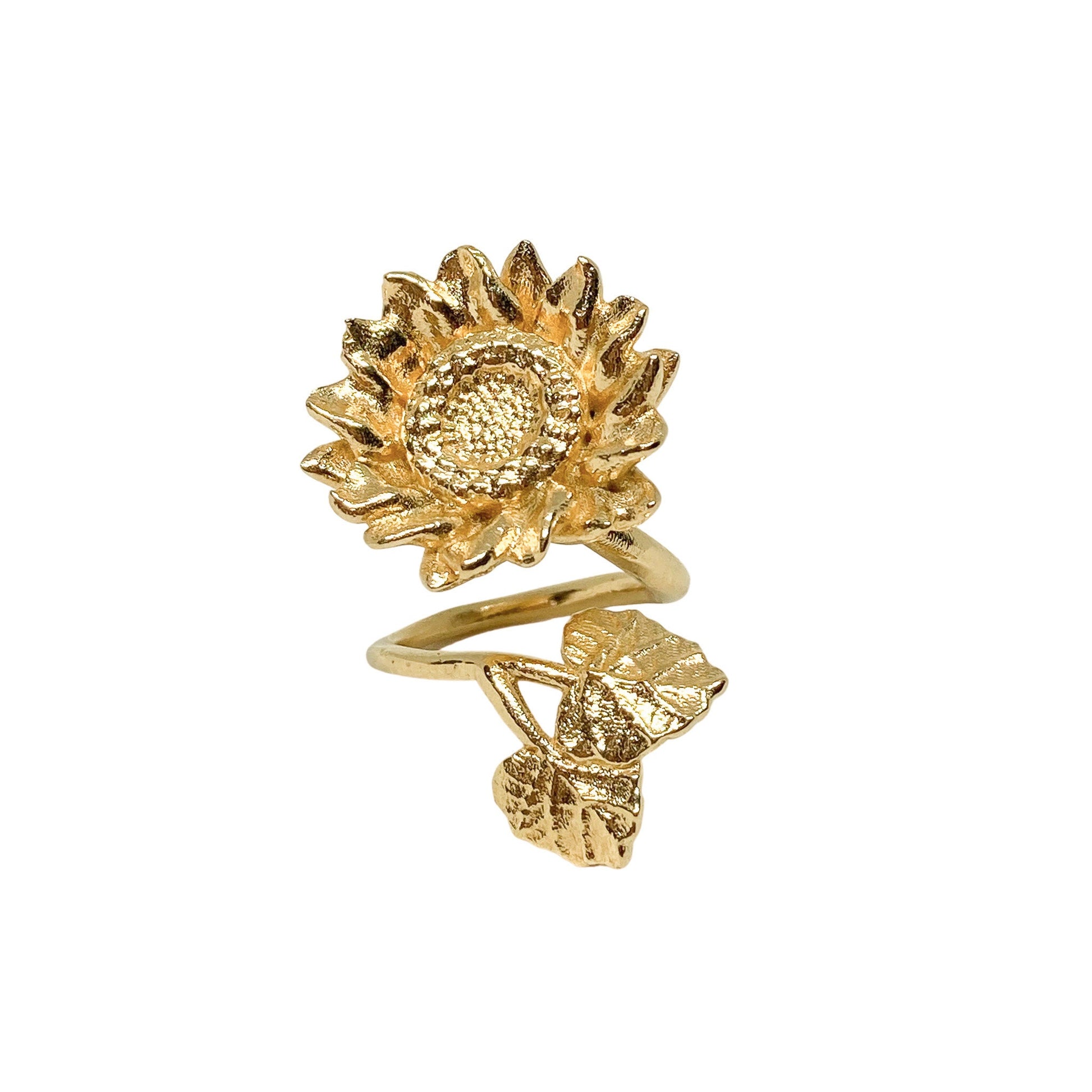 Sunflower Adjustable Statement Ring in 14K Yellow Gold, 14k White Gold, 14K Rose Gold