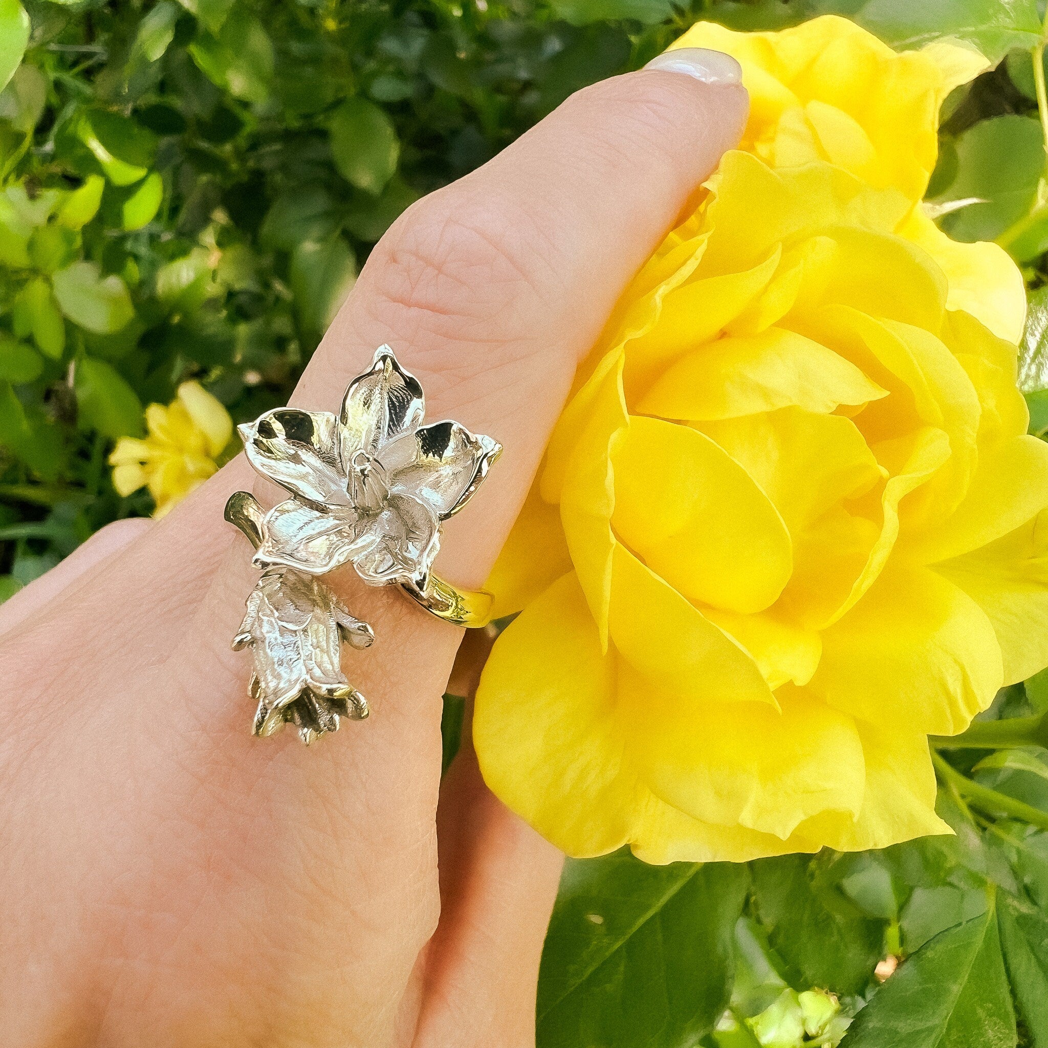 GEM'S BALLET 1.08Ct Natural Amethyst Handmade Design 925 Sterling Silver  Calla lily Flower Ring Adjustable Ring for Women Bijoux - AliExpress