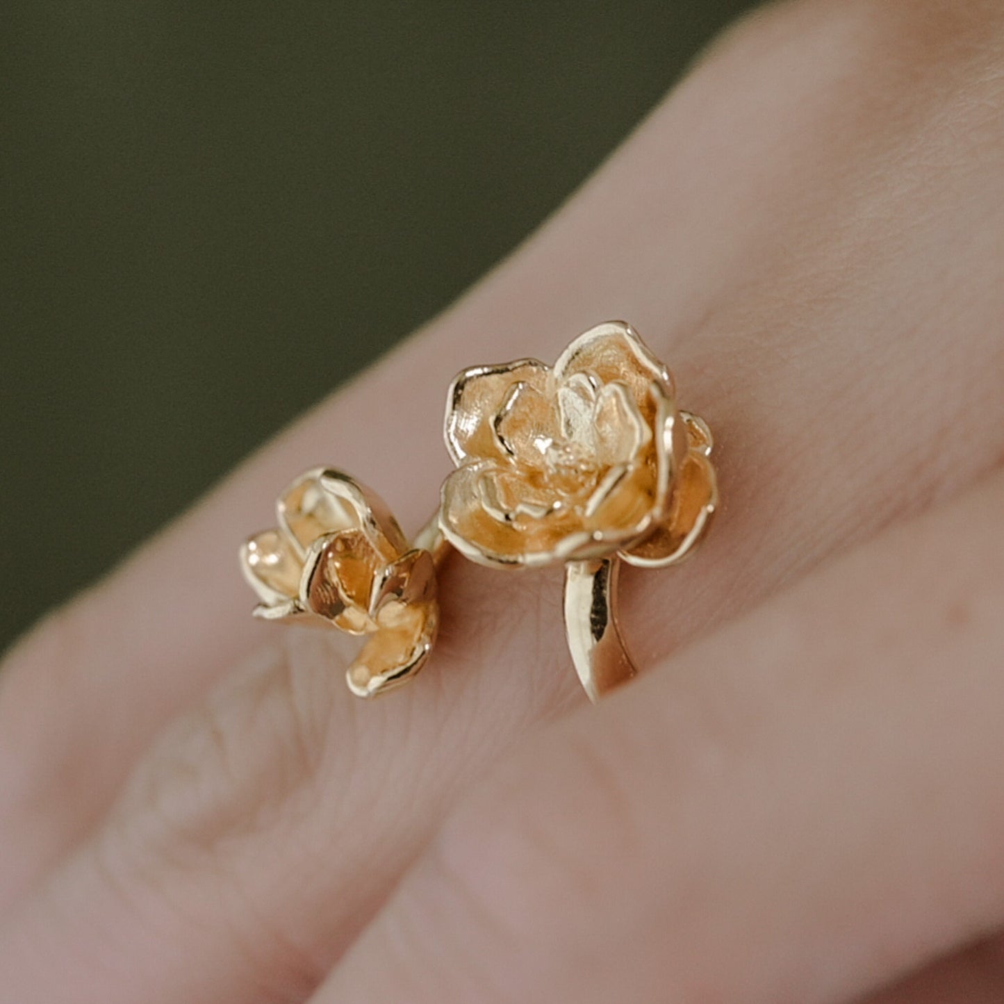 Magnolia Flower Ring, Adjustable Statement Ring in Sterling Silver, Vermeil, 18K Gold Plate