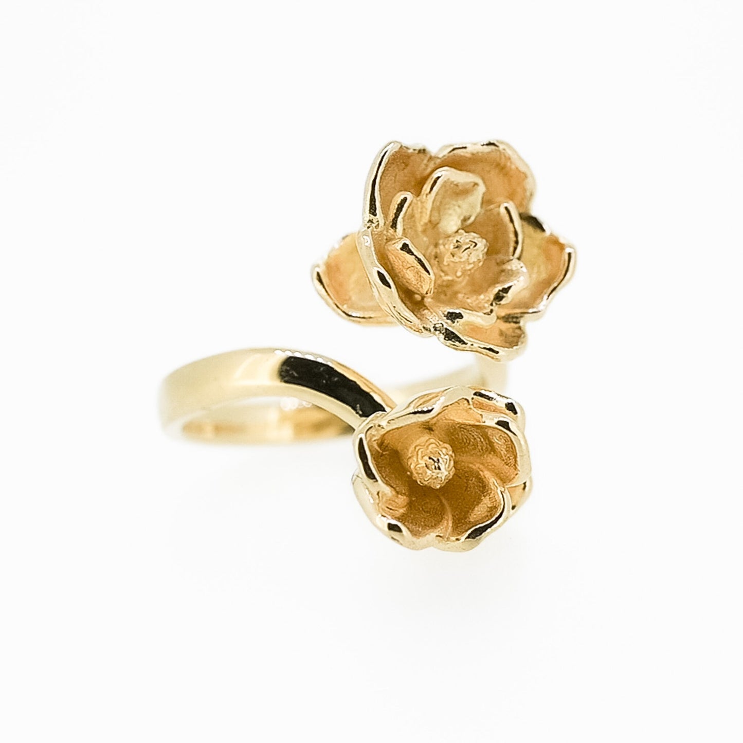 Magnolia Flower Ring, Adjustable Statement Ring in Sterling Silver, Vermeil, 18K Gold Plate