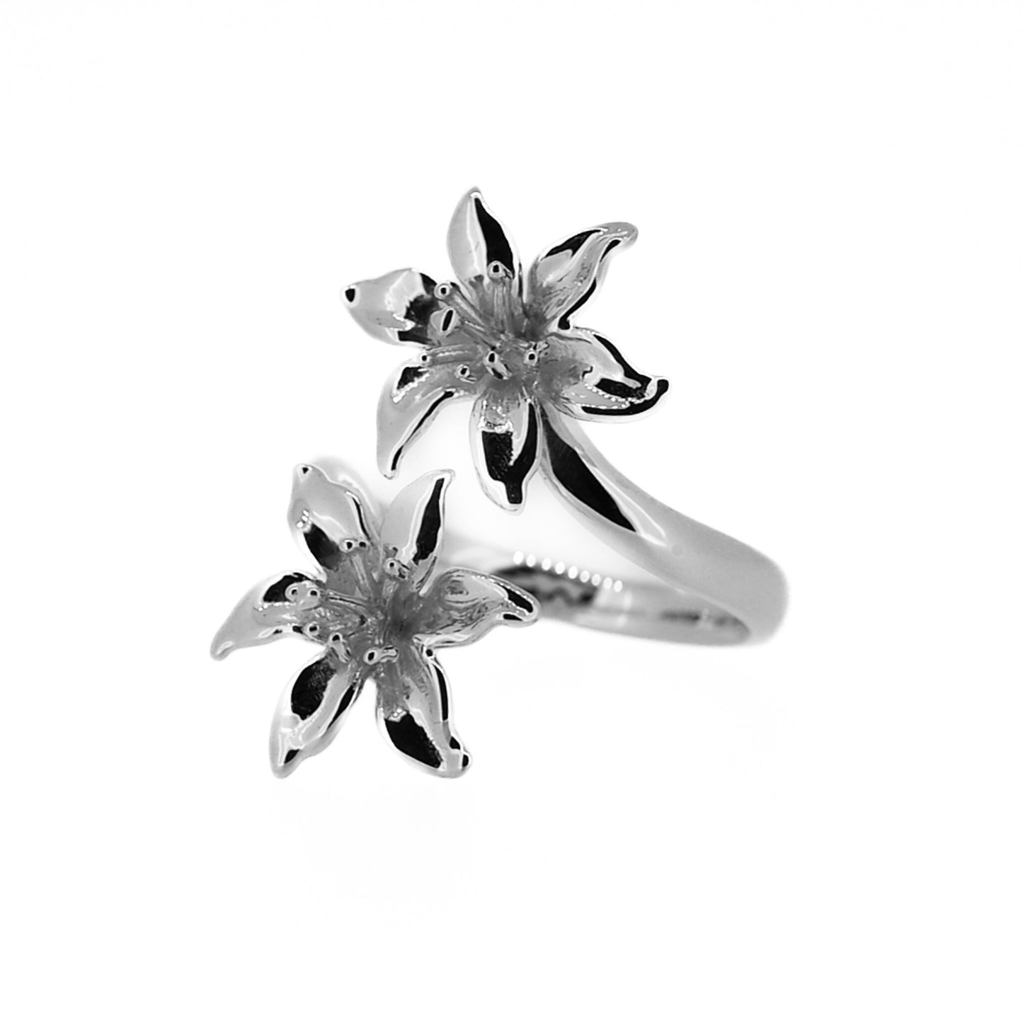 Lily Flower Ring, Adjustable Statment Ring in 14k Yellow Gold, 14k White Gold, 14k Rose Gold