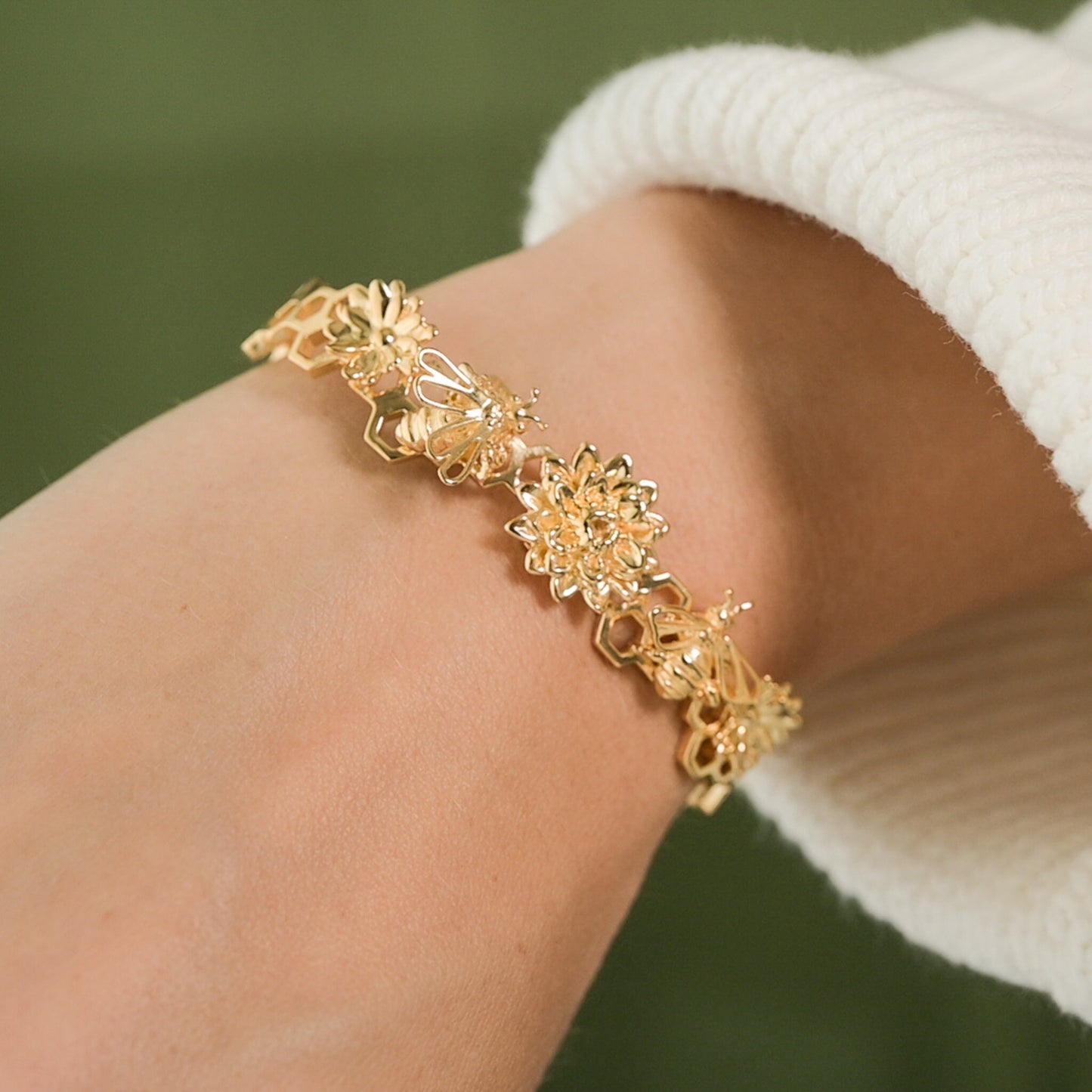 Honey Bee and Flower Cuff