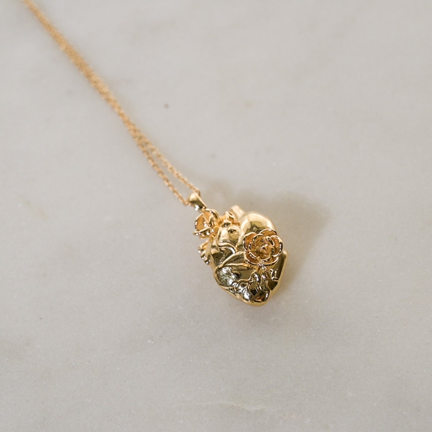 Anatomical Floral Heart Necklace