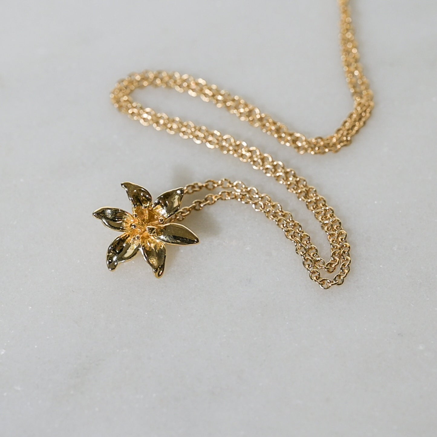 Lily Pendant Necklace in 14k Solid Gold, Sterling Silver, Vermeil, of 14K Gold Plate