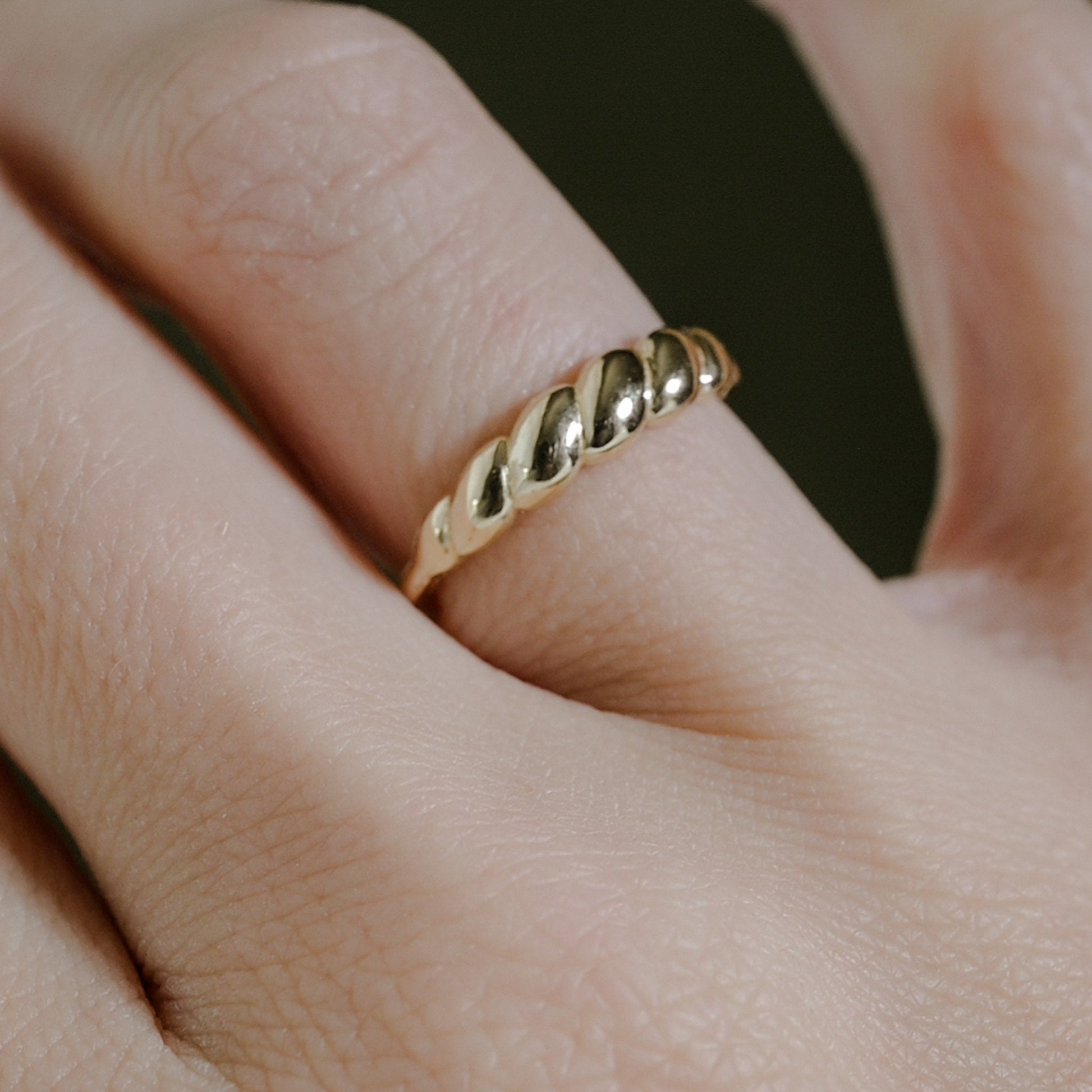 Rope Croissant Ring or Dome Ring in Silver, Vermeil, or 14k Gold plate