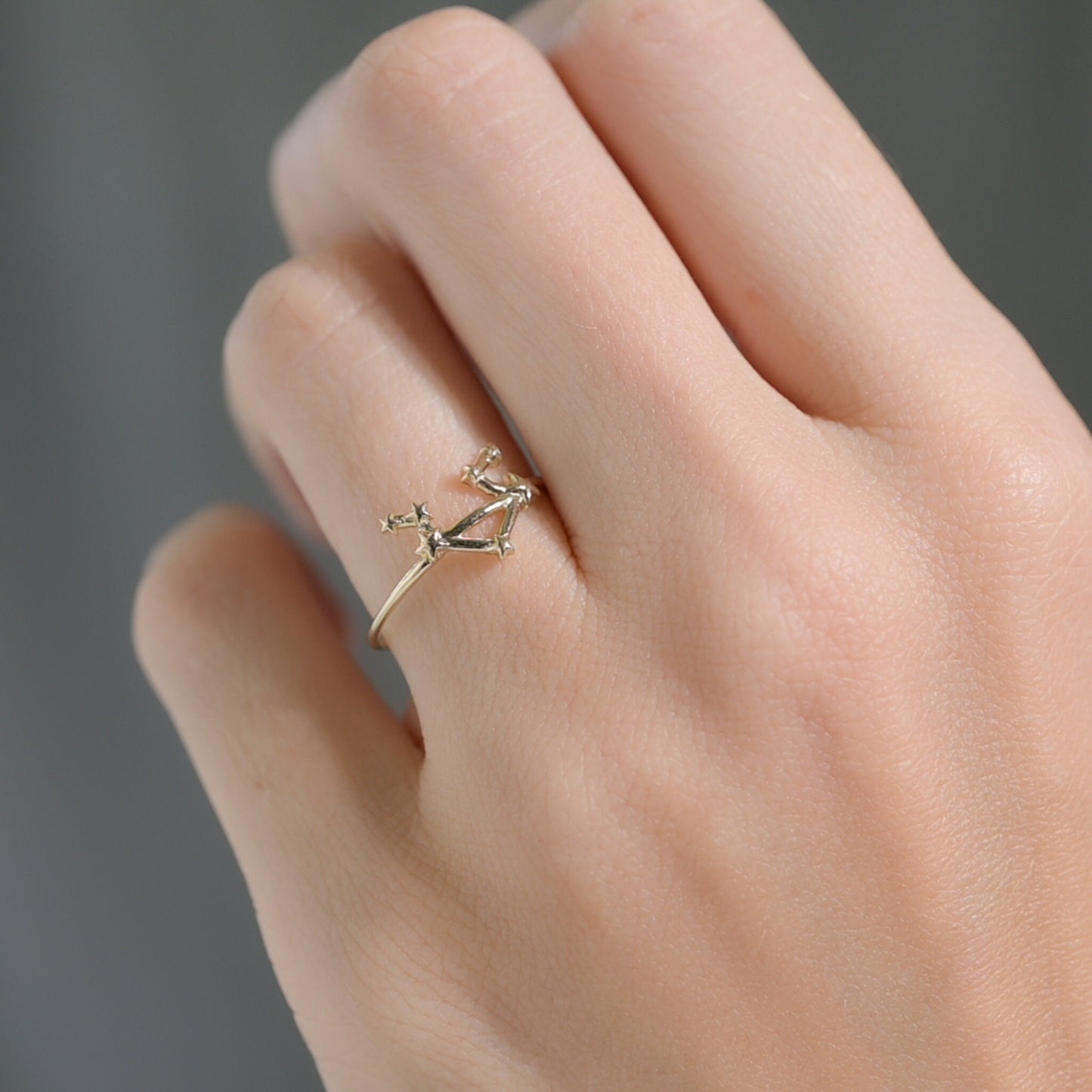 Solid Gold Libra Star Sign Dainty Celestial Zodiac Ring in solid 14K Yellow Gold, 14k White Gold, 14K Rose Gold