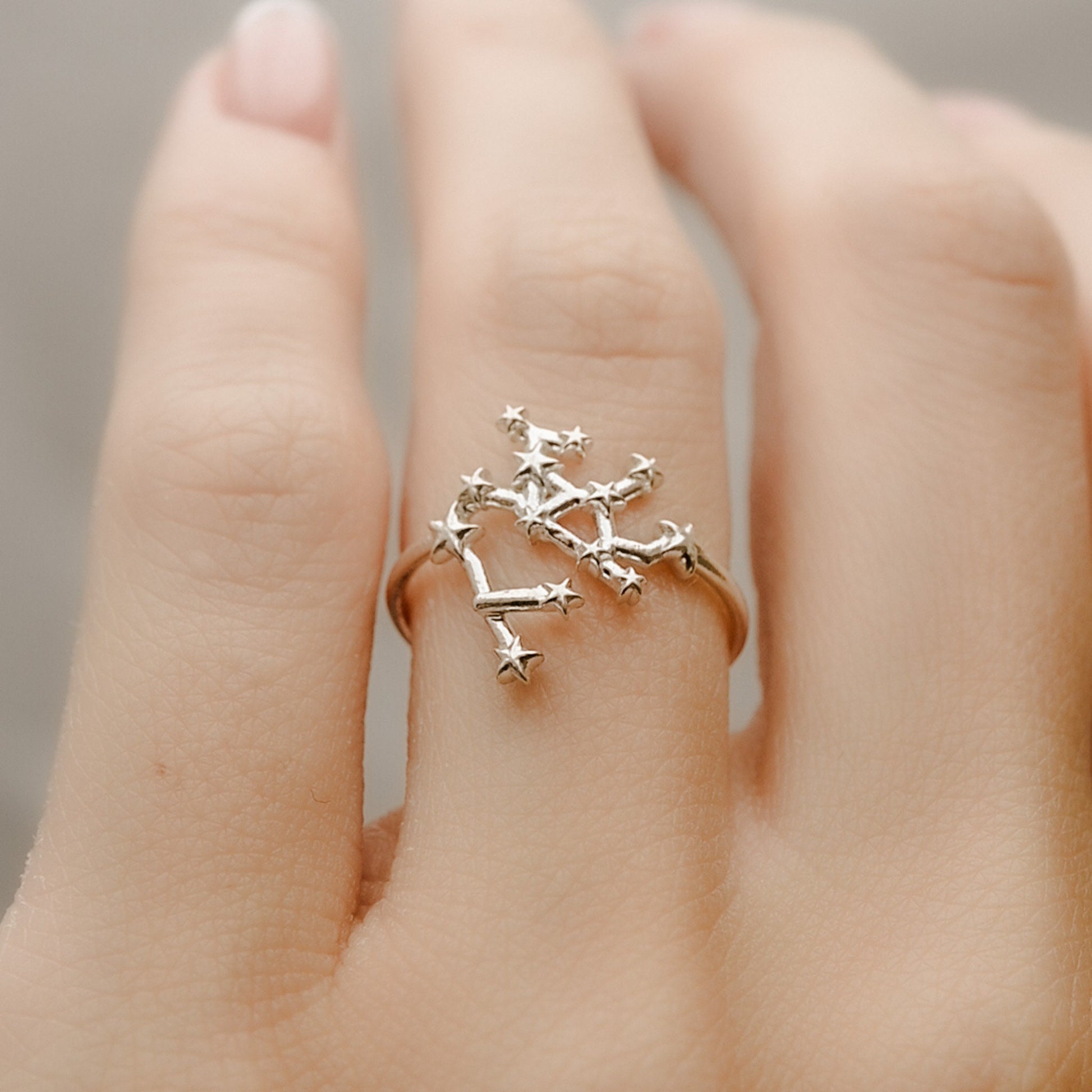 Solid Gold Sagittarius Star Sign Dainty Celestial Zodiac Ring in solid 14K Yellow Gold, 14k White Gold, 14K Rose Gold