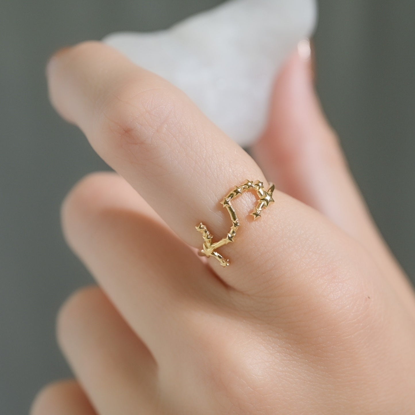 Solid Gold Scorpio, Star Sign Dainty Celestial Zodiac Ring in solid 14K Yellow Gold, 14k White Gold, 14K Rose Gold
