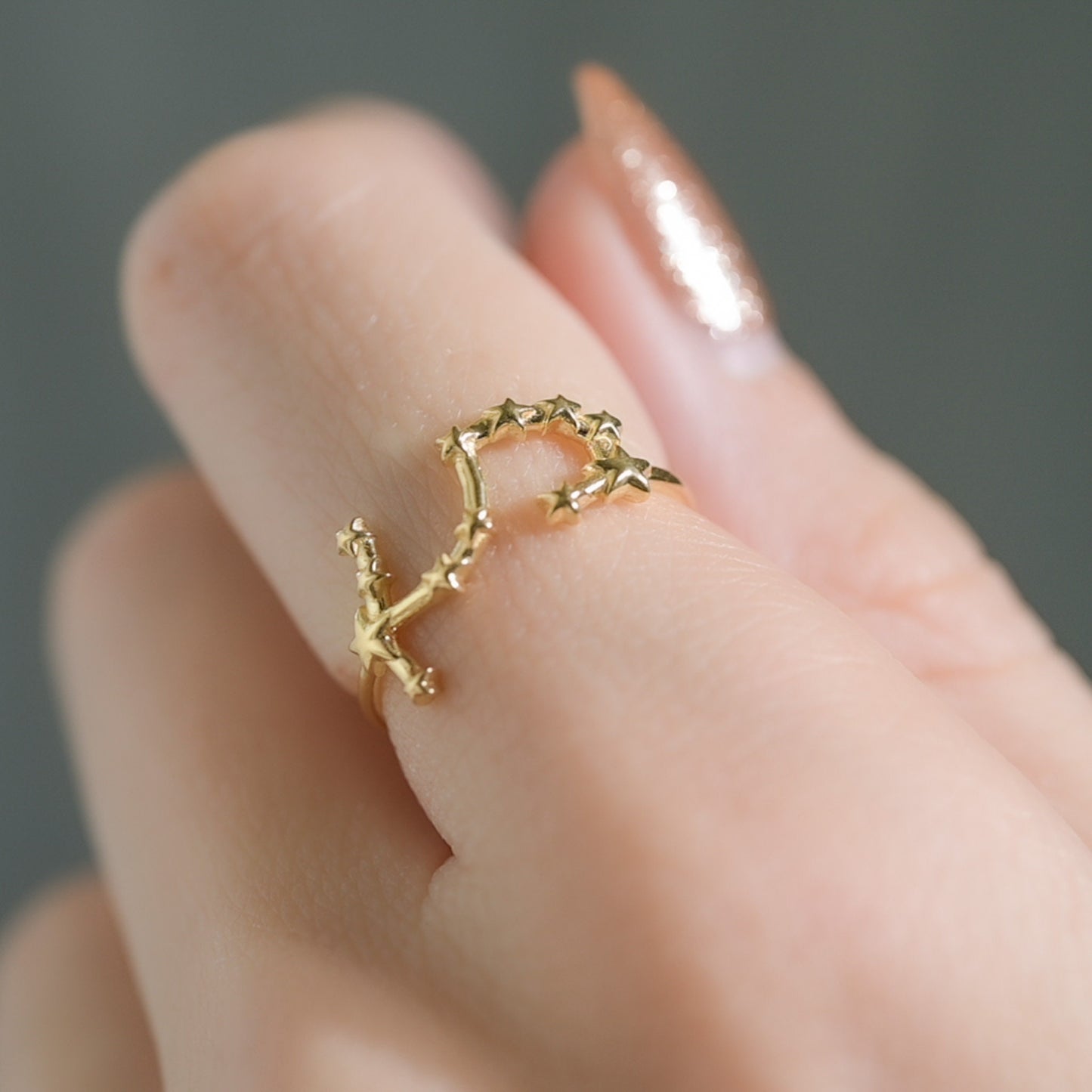 Solid Gold Scorpio, Star Sign Dainty Celestial Zodiac Ring in solid 14K Yellow Gold, 14k White Gold, 14K Rose Gold