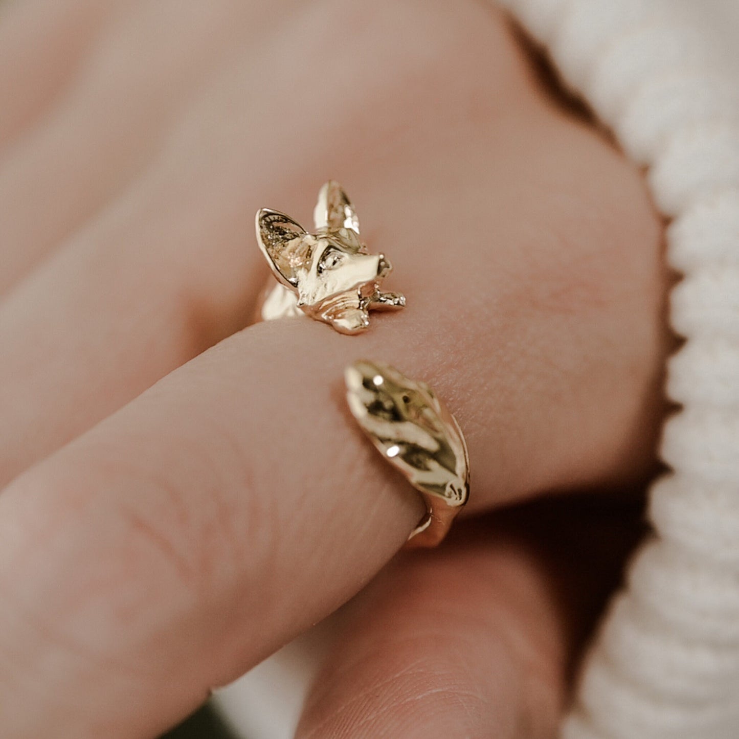 Fox Adjustable Ring in Solid Silver, Vermeil, and 18K Gold Plate