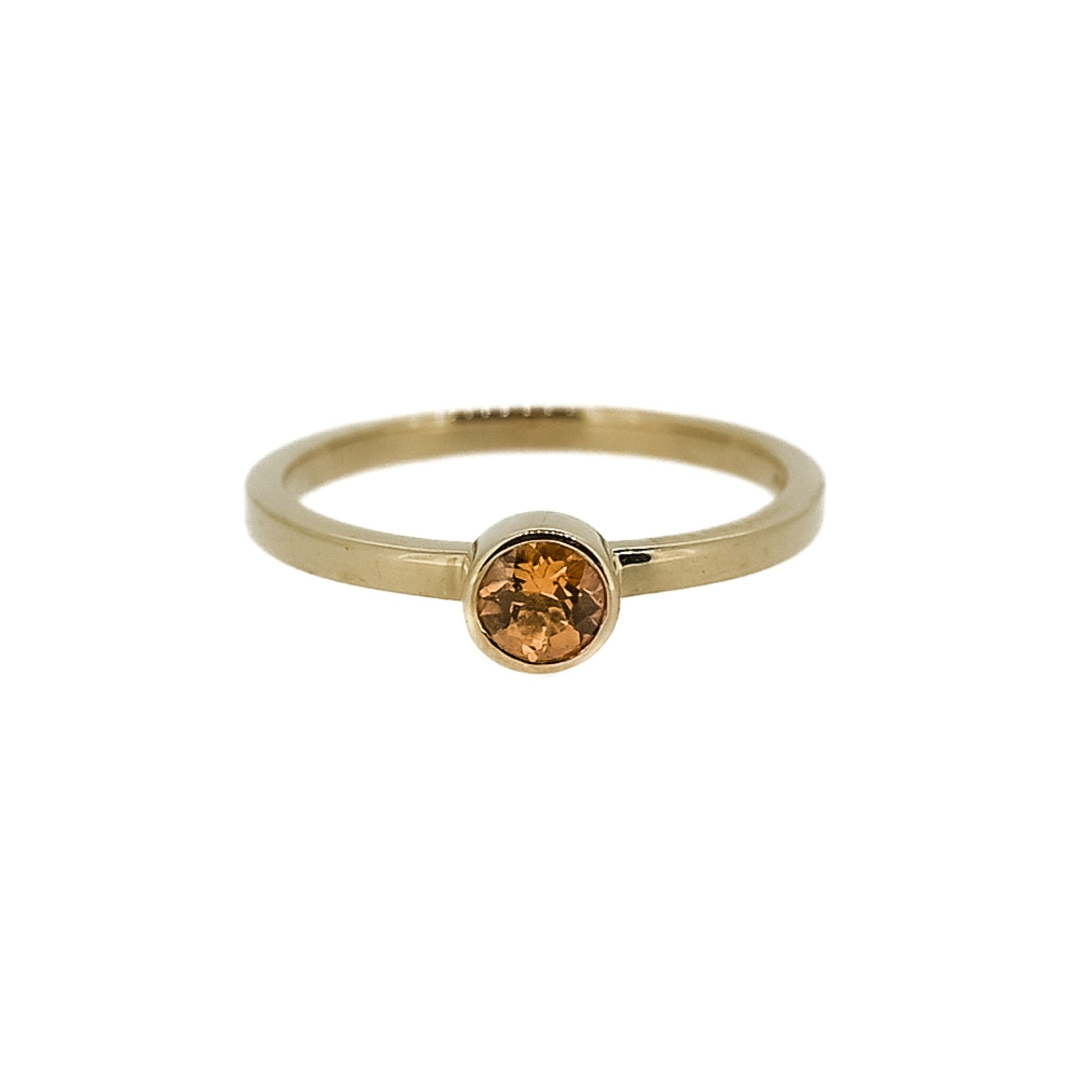 Citrine Birthstone Stone Ring Solid Gold, Solitaire Bezel Set, Ethical Gemstones
