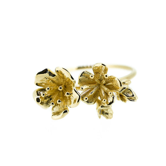 Cherry Blossom Flower Ring in Solid Gold