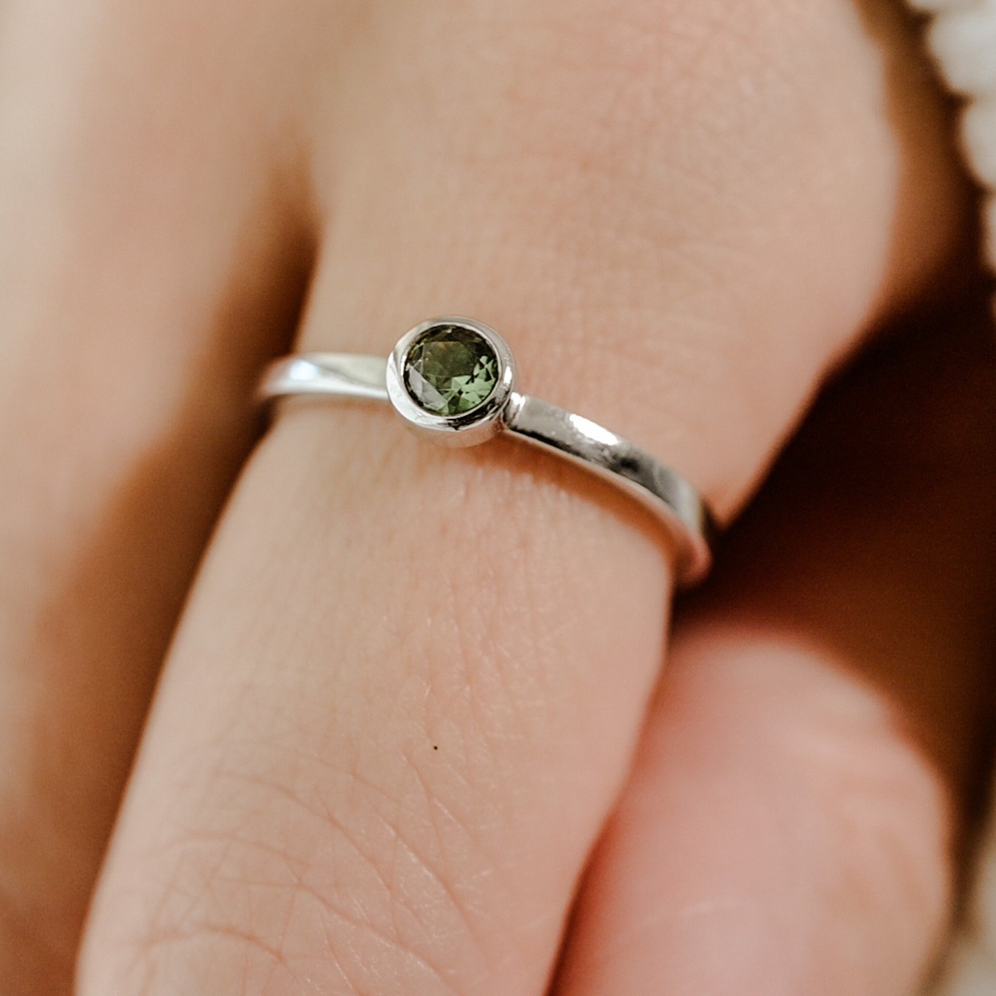 Peridot Birthstone Stone Ring Solid Silver, Solitaire Bezel Set, Ethical Gemstones