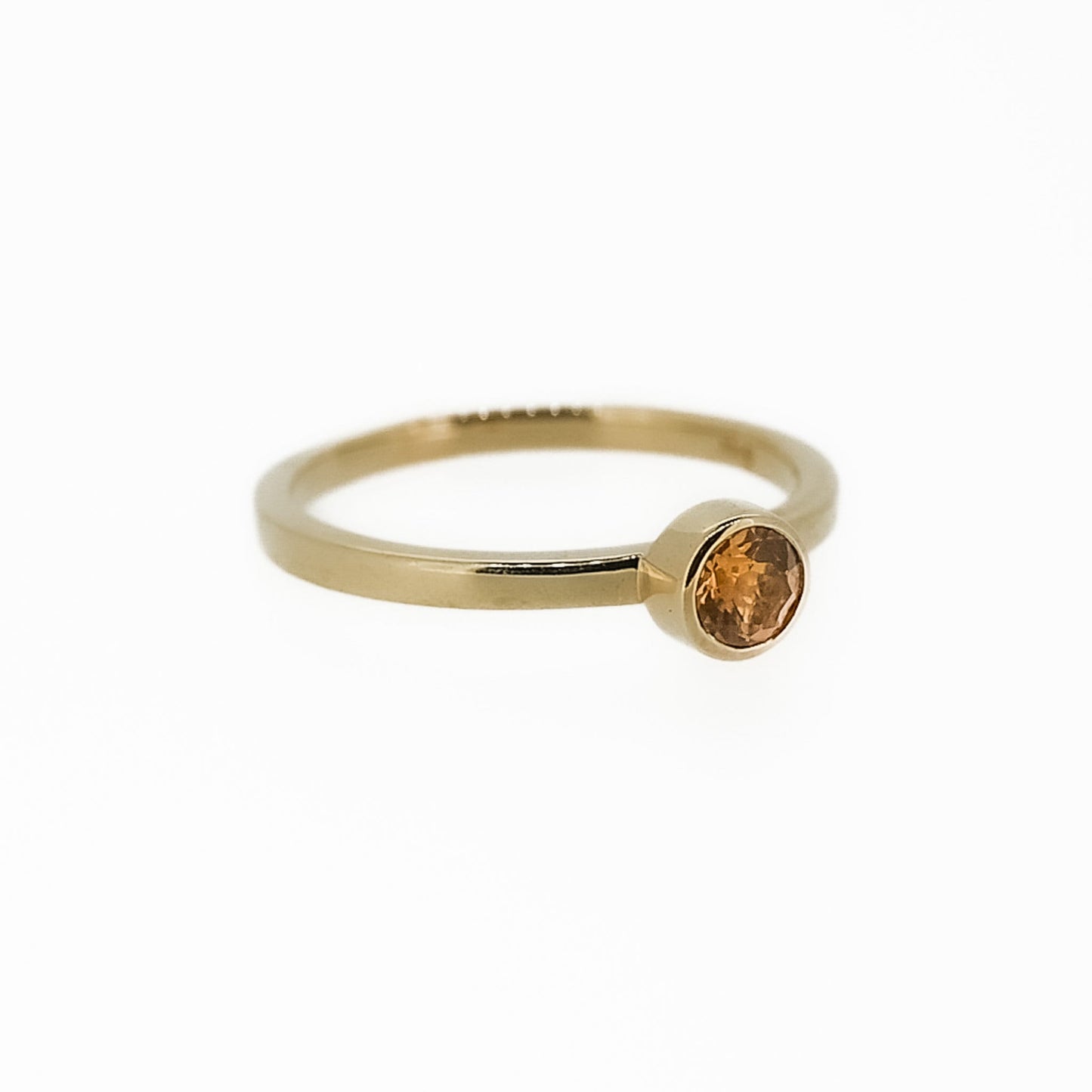 Citrine Birthstone Stone Ring Solid Gold, Solitaire Bezel Set, Ethical Gemstones